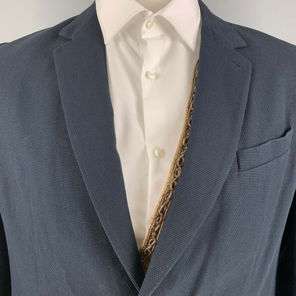 DRIES VAN NOTEN Chest Navy Gold Embellishment Cotton Sport Coat - Picture 2 of 7